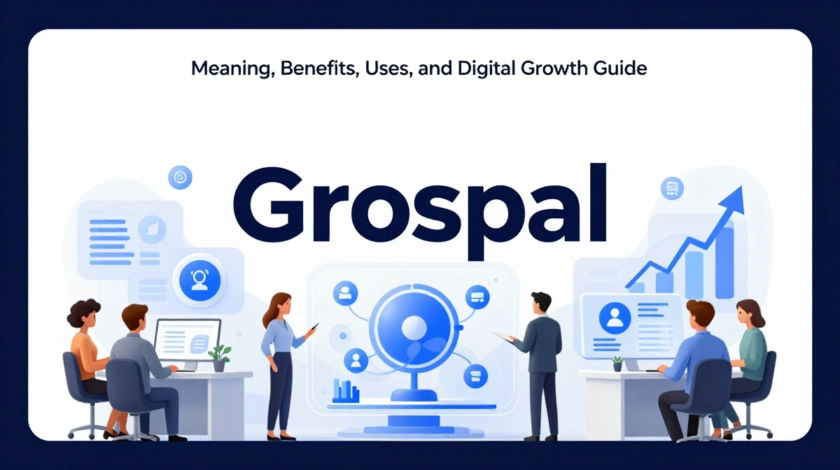 Grospal digital growth concept showing business analytics, automation, productivity, and connected workflow systems